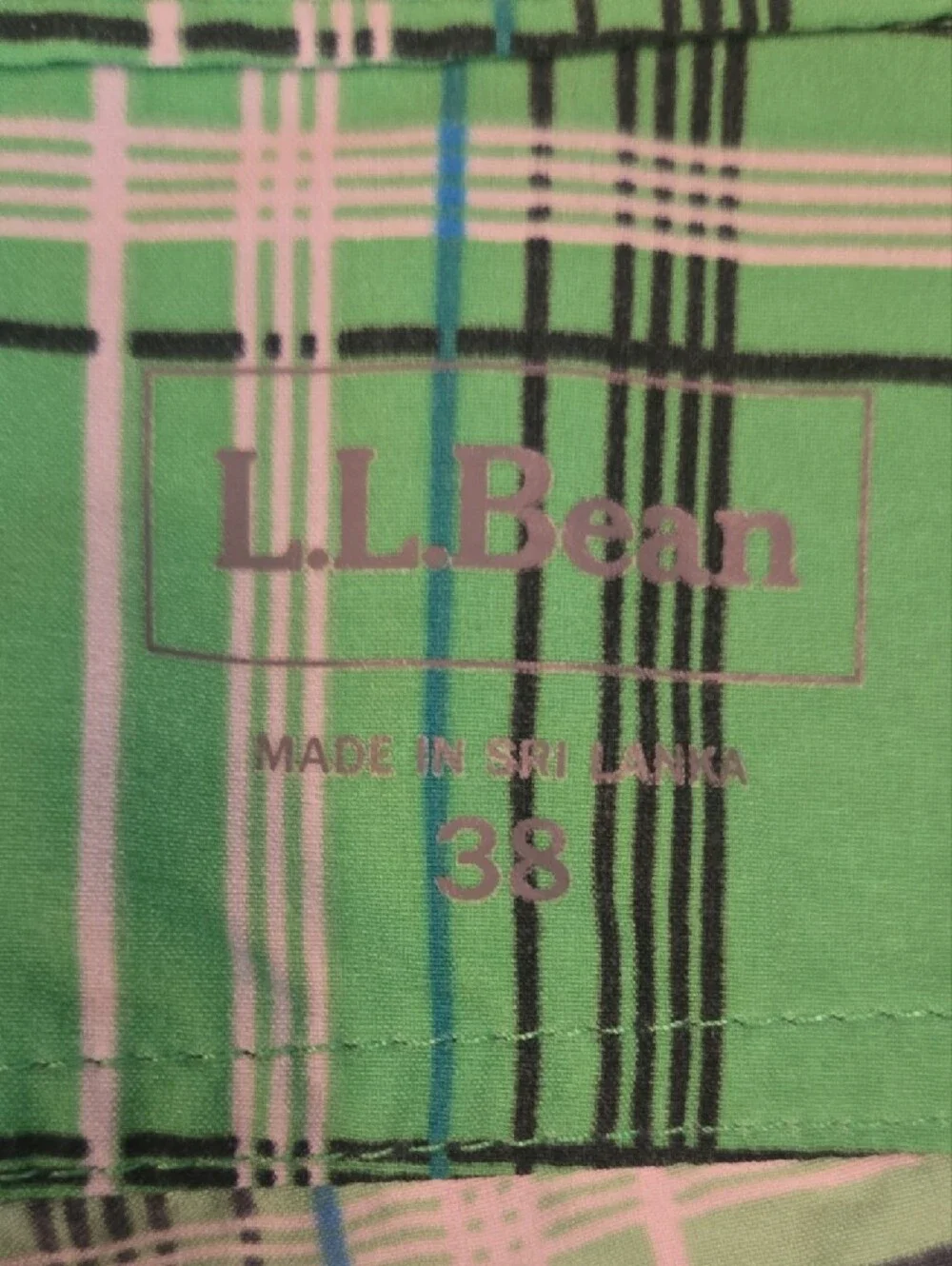 L.L. Bean Green Plaid Men’s Swim Board Shorts
